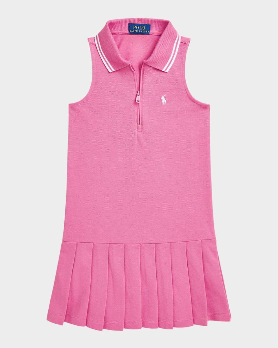Girl's Pony Embroidered Pleated Tennis Dress, Size 2-